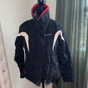 Dare2b Black and White Ski Jacket with lift card pocket & interior snow bib
